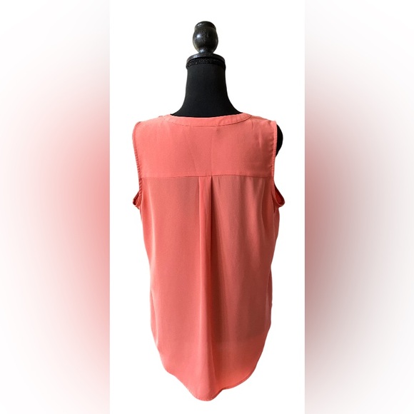 Apt. 9: Peach Pink V Neck Blouse with Zipper Opening - Picture 16 of 17
